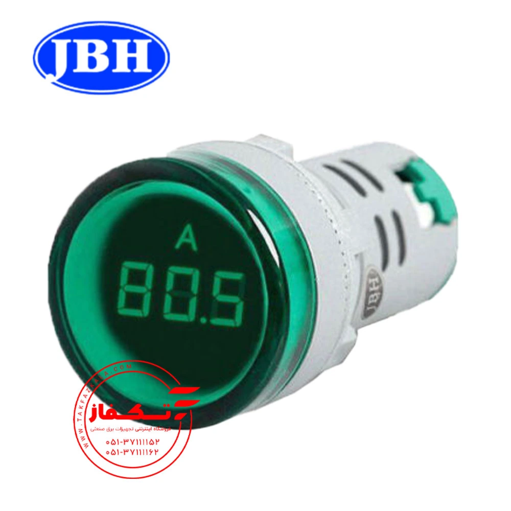 Round AC ammeter signal light-green