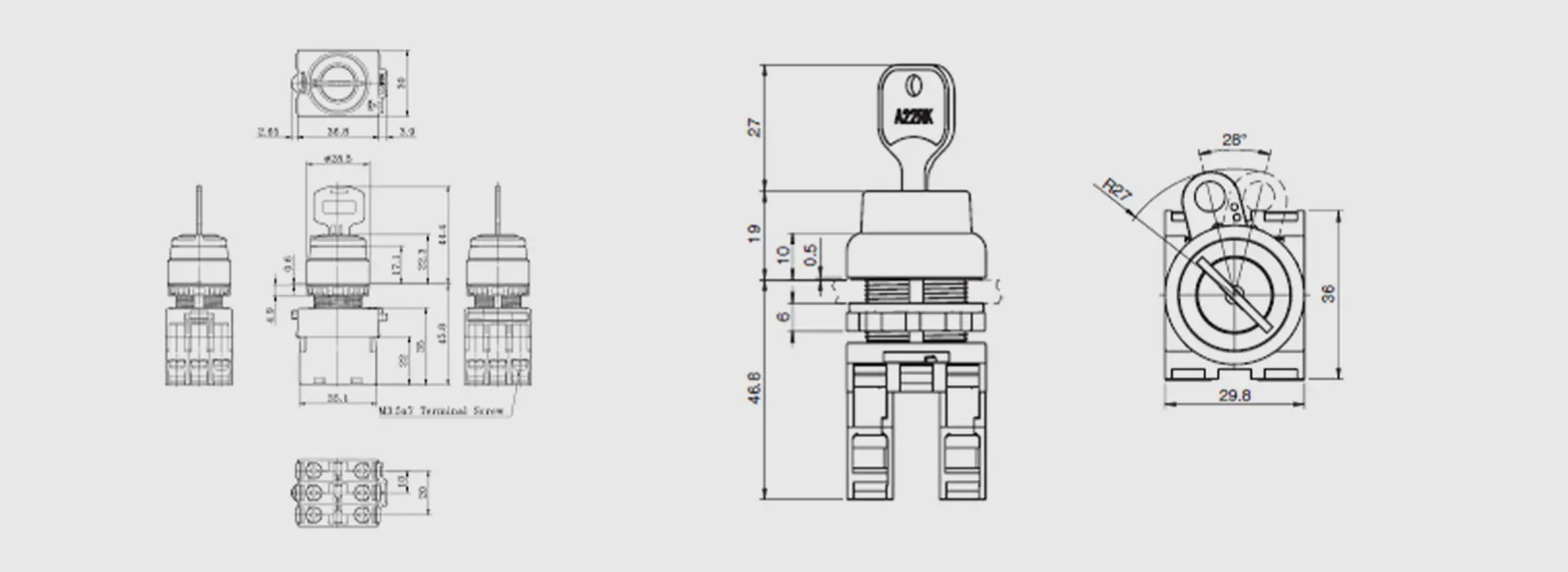 شماتیک فنی کلید سلکتوری قفل شو